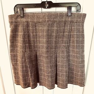 Brown Plaid Wool Women's Skirt 70% wool